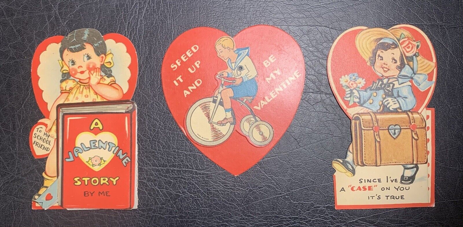 Adorable VTG Valentines Day Holiday Greeting Cards USA Die Cut Mixed Lot of 3