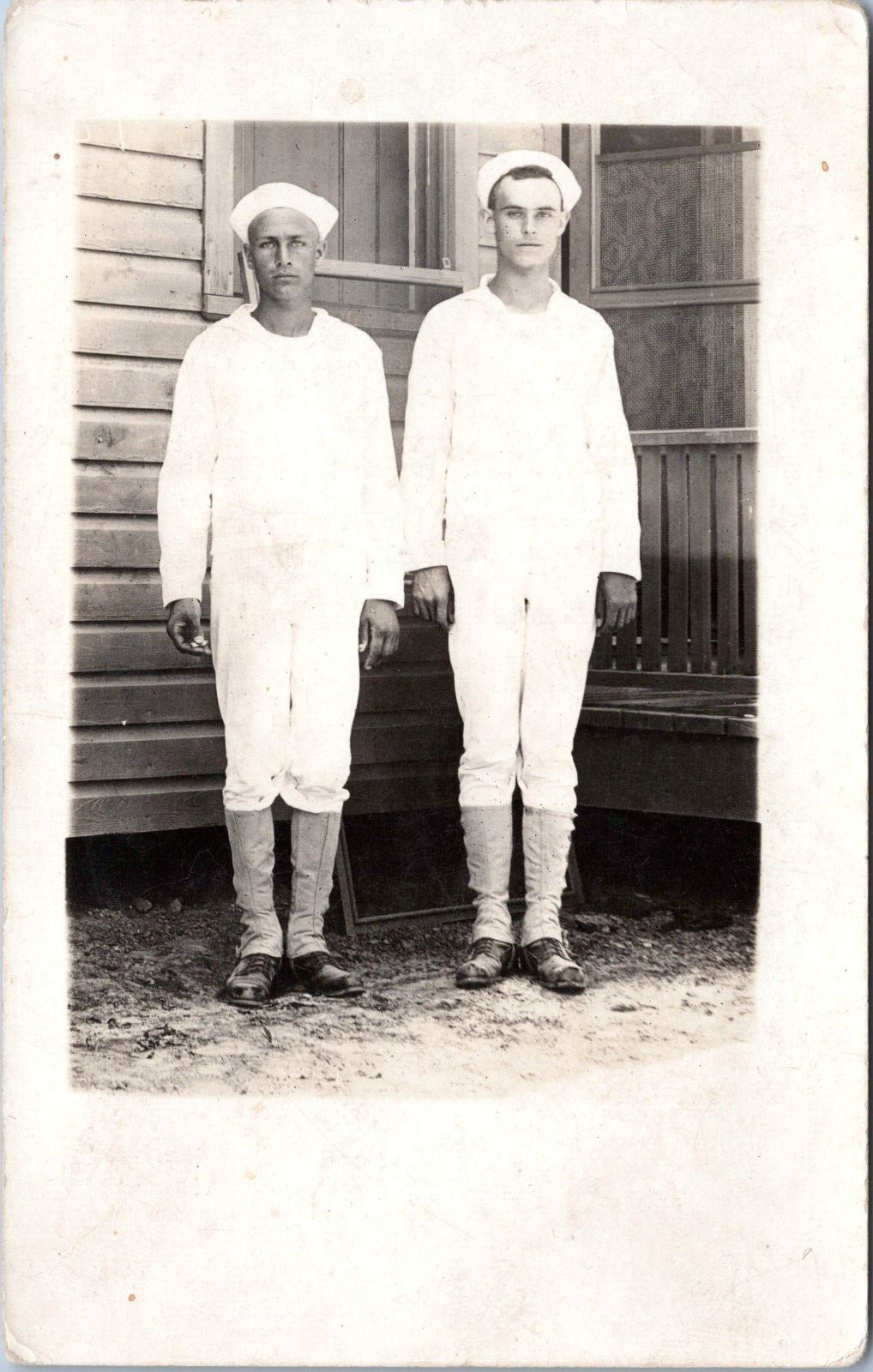 RPPC - Two Unidentified Sailors pose for camera -  Photo Postcard c1910-1930