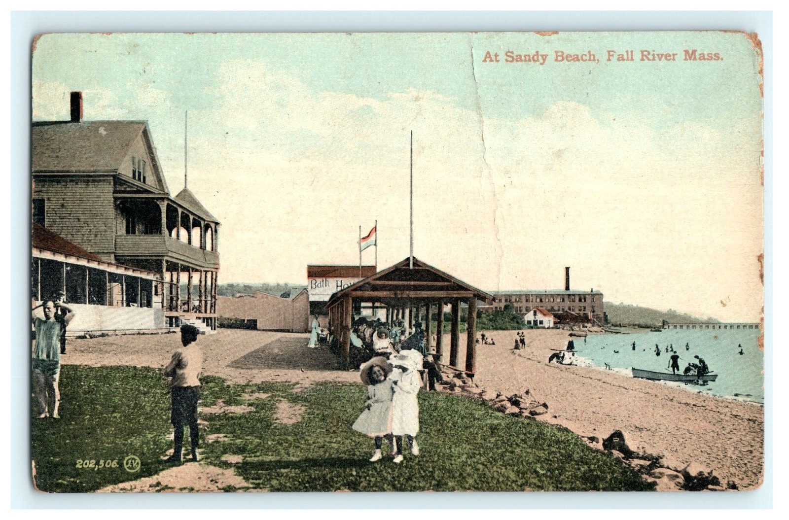 1912 At Sandy Beach Fall River MA Massachusetts Early Postcard