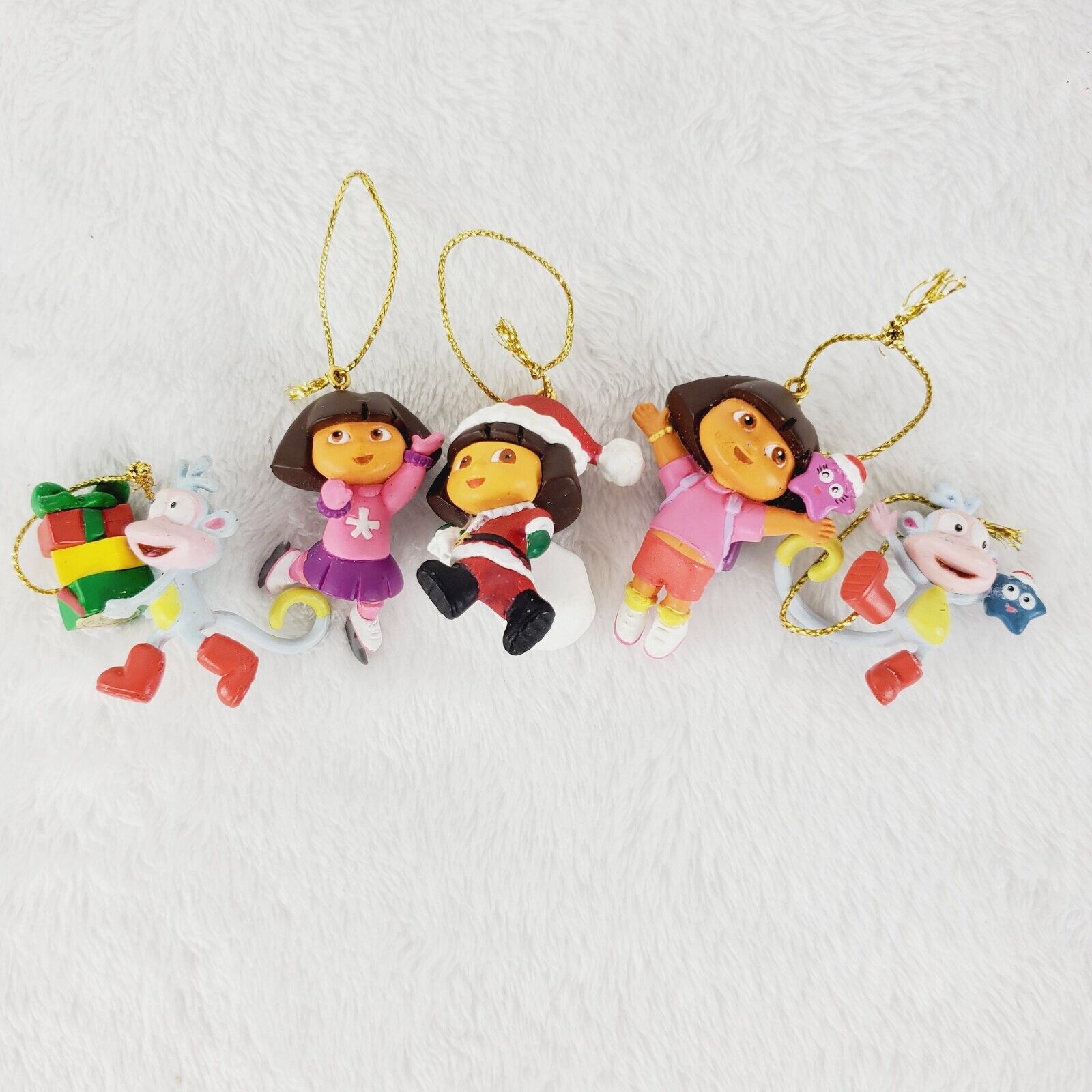 Lot Of  5 Dora the Explorer Vinyl Plastic Mini Miniature Christmas Ornaments i