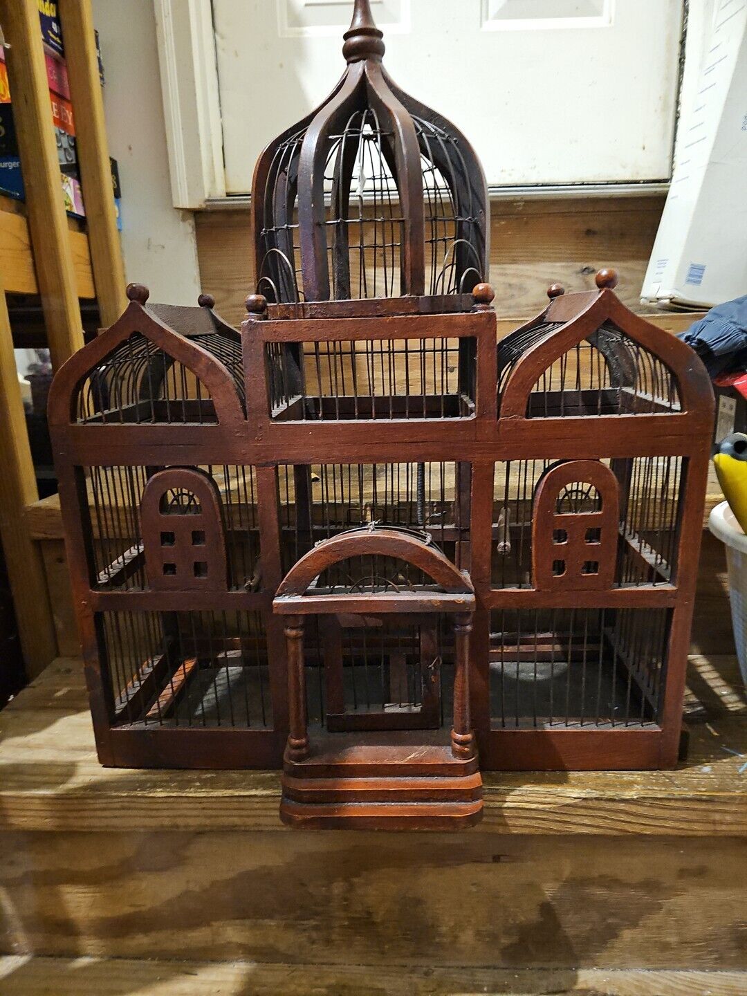 Antique Wooden Bird Cage, Antique French Home Decor, Antique Bird Cage.