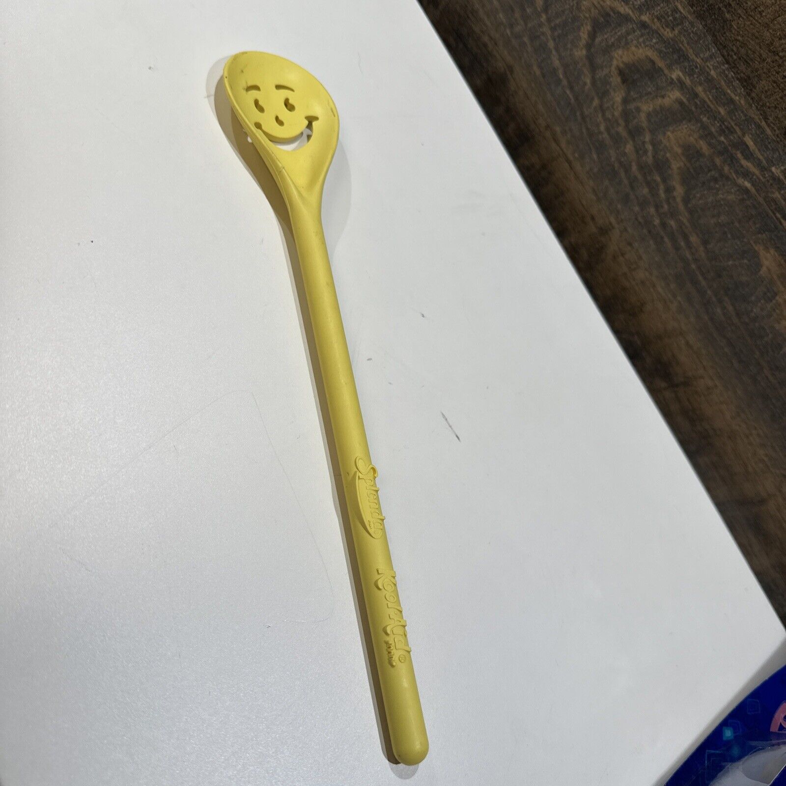 Vintage Splenda Kool-Aid Smile Face Yellow 11.75 Inch Plastic Mixing Spoon