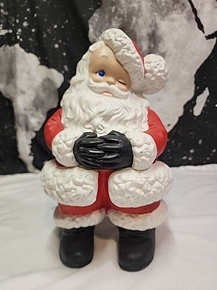 Vintage Atlantic Mold Ceramic Winking Santa Hand Painted Large 15 Inch