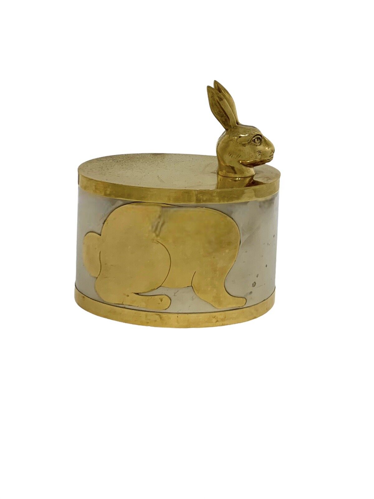 Rabbit Design Container Metal / Brass Made in Italy Vintage Collectibles Decor