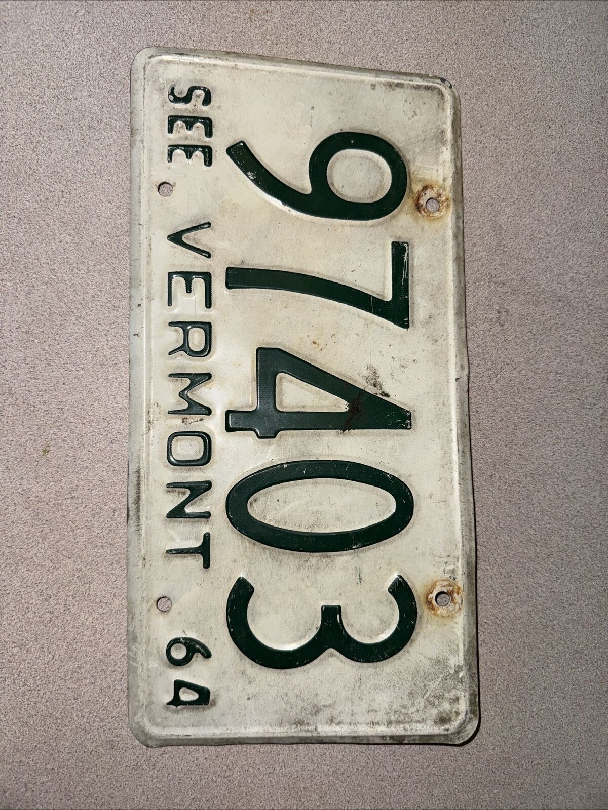 1964 Rare Rustic Antique VERMONT VT LICENSE PLATE 97403