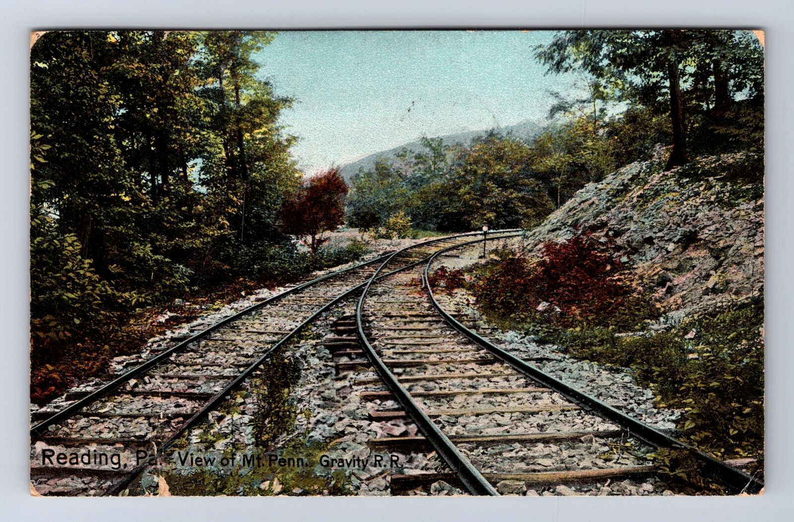 Reading PA-Pennsylvania, View Of Mt Penn Gravity Railroad Vintage c1909 Postcard