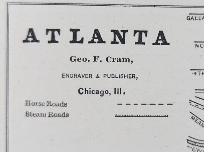 Vintage 1887 ATLANTA GEORGIA Map 11