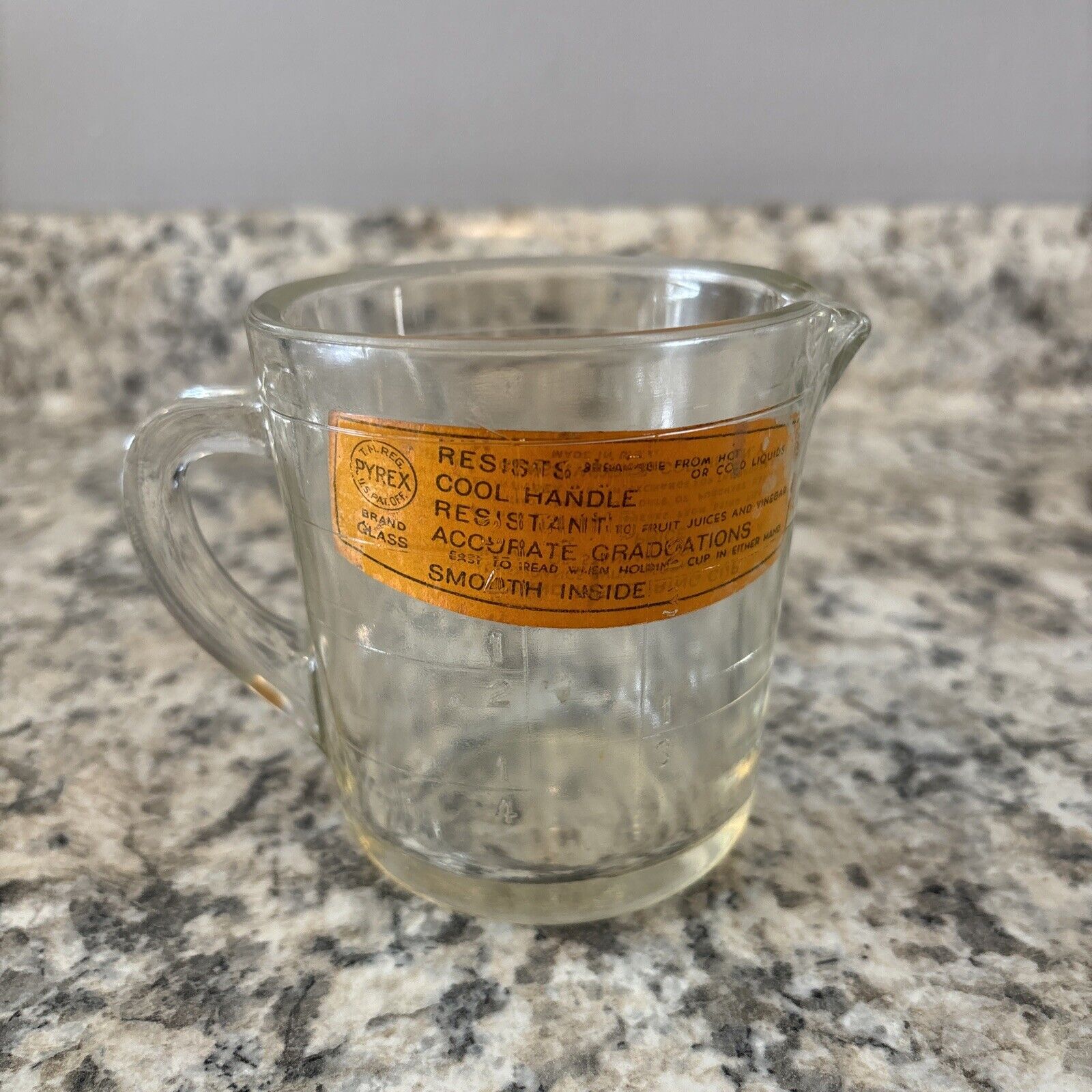 Rare Vintage 1920\'s-30s Pyrex Clear Glass One Cup Measuring Cup Original Sticker