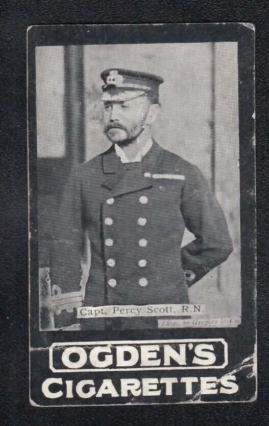 Vintage 1901 Trade Card Capt. PERCY SCOTT H.M.S. Terrible Admrial World War I