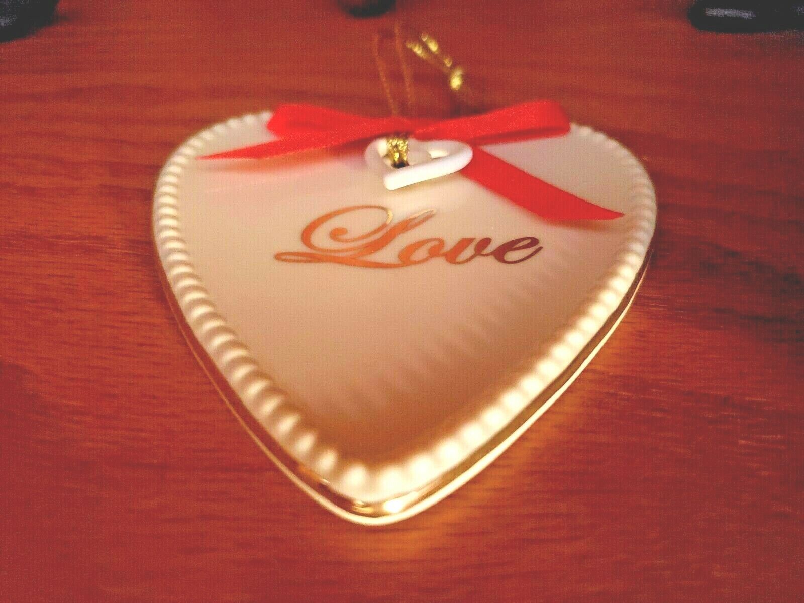 Lenox ~ Expressions From The Heart ~ Love Ornament With Heart Dangle ~ NIB