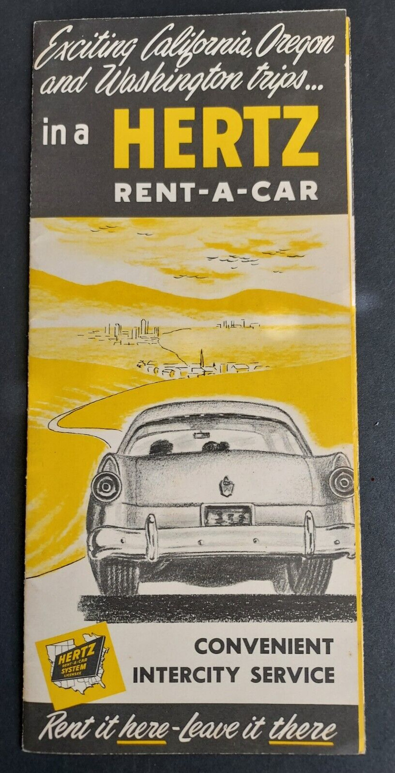 Vintage early 50s Hertz rent-a-car Pictorial Map West Coast CA/OR/WSH LA photos