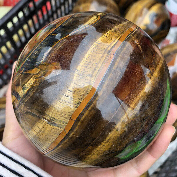 1000gHighly polished large natural gold tiger eye crystal sphere ball decoration