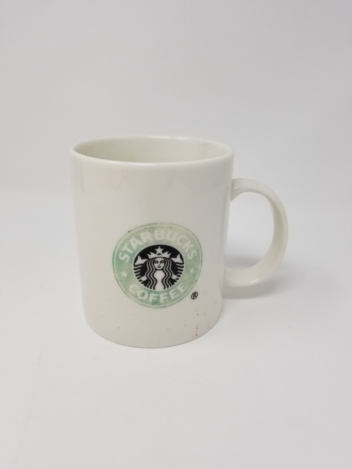 2001 Starbucks BARISTA Classic Siren Logo Glossy White Green 16 OZ Mug - FADED