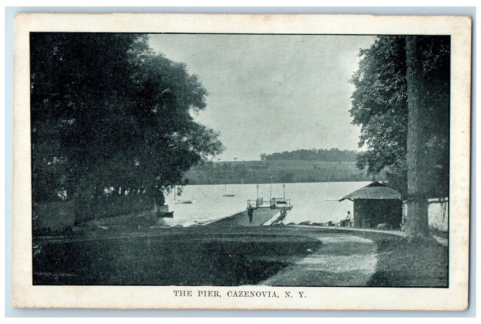 c1920\'s The Pier Boats Lake Docking Site Shade Cazenovia New York NY Postcard