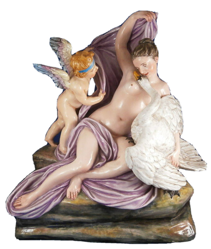Antique 19thC Doccia Large Porcelain Leda & Swan Figurine Figure Porzellan Figur