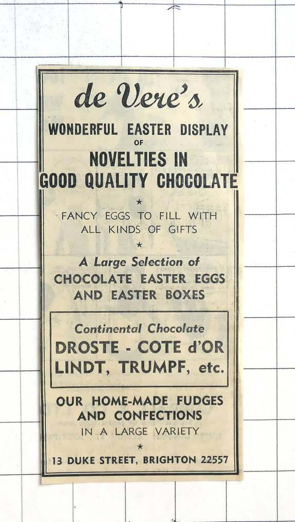 1960 De Vere\'s Good Quality Chocolate Duke Street Brighton