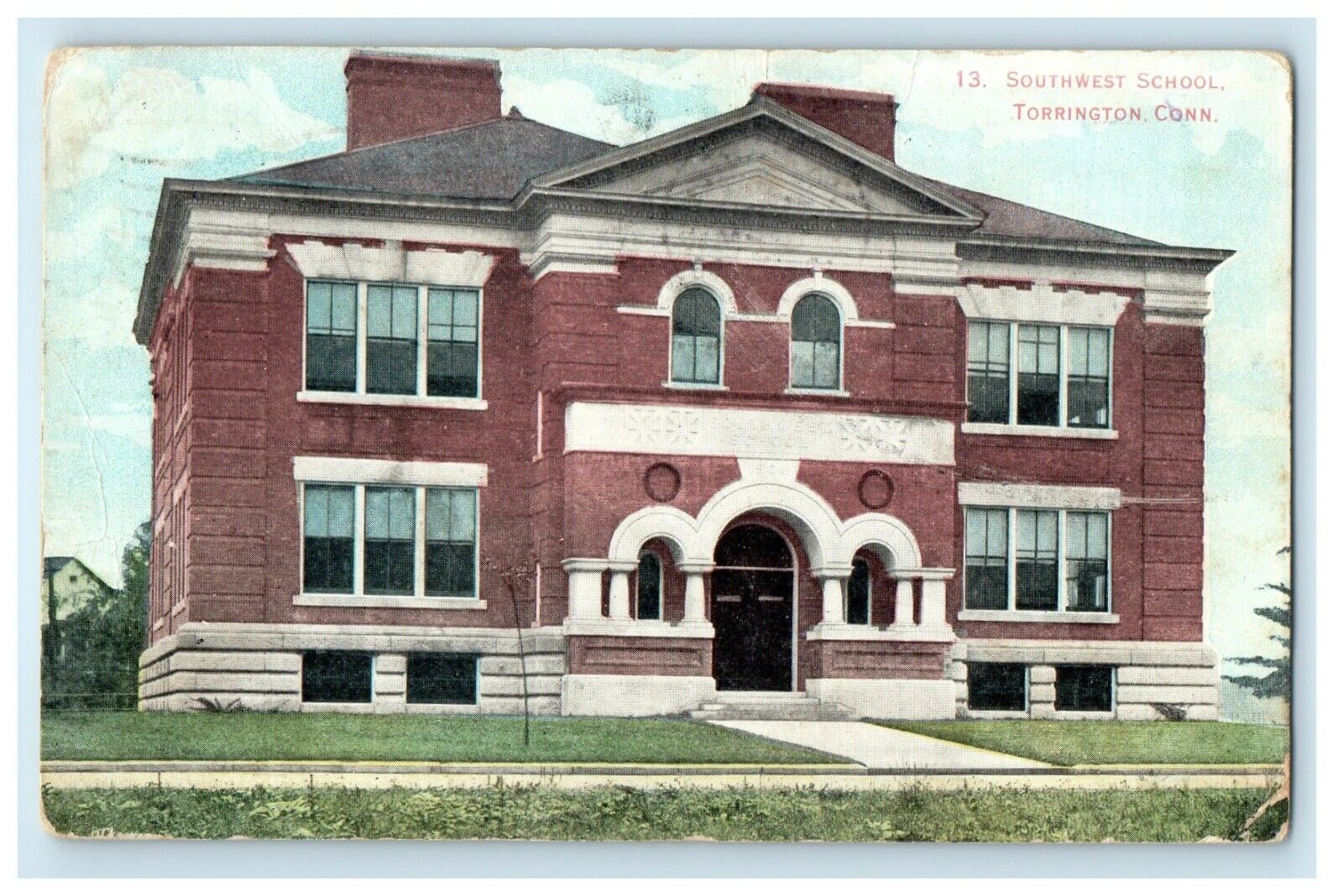 1909 Entrance Of Southwest School Building Torrington Connecticut CT Postcard