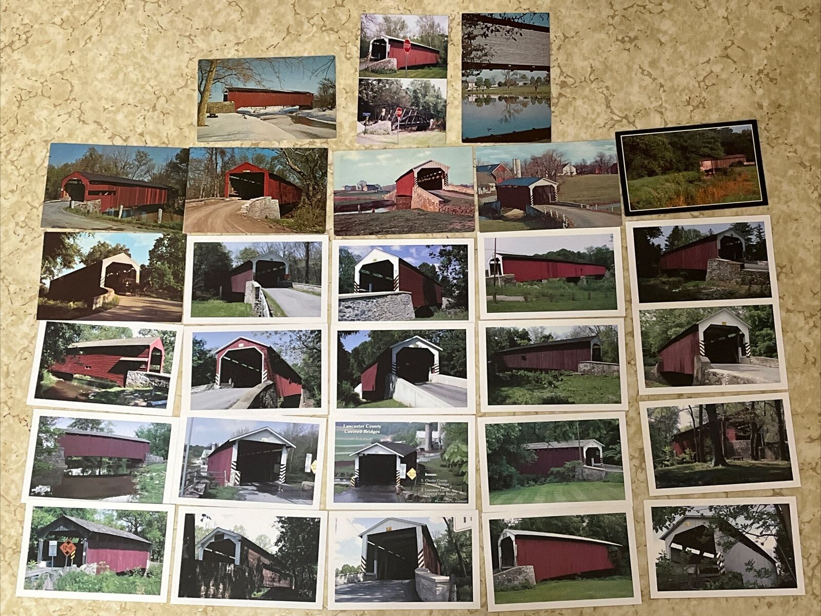 Vintage Lot Of 28 Various Covered Bridge Postcards Pennsylvani
