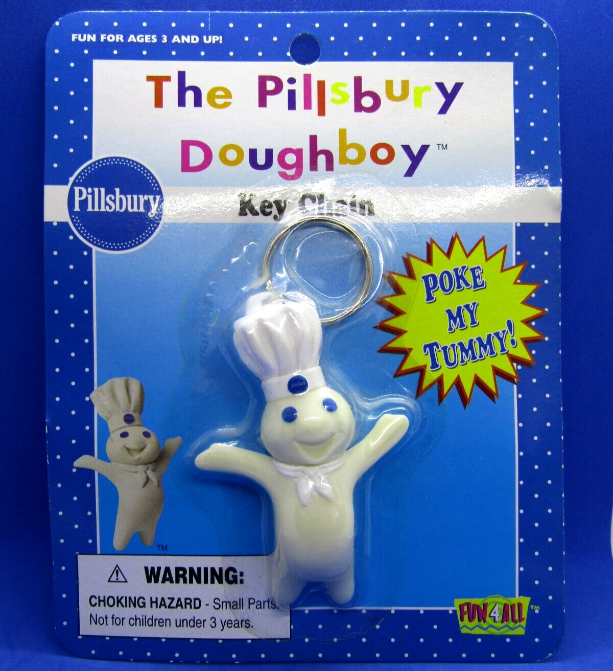 FS NIP Pillsbury Doughboy POKE MY TUMMY FIGURAL KEYCHAIN POPPIN' FRESH FUN4ALL