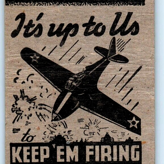 c1940s Cedar Rapids, IA Podzimek WW2 Airplane Keep Em Firing Matchbook Cover C36