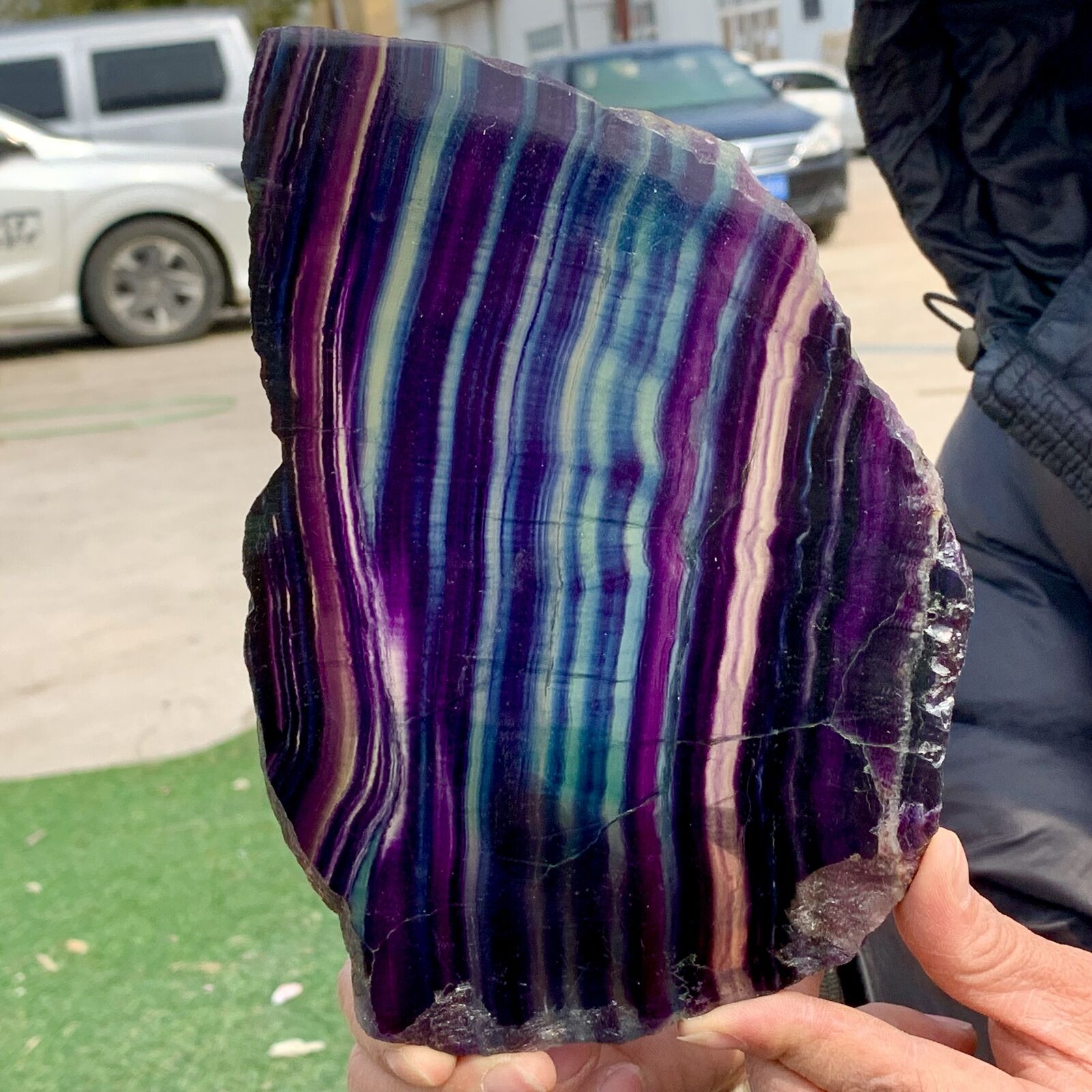 1.64LB Natural beautiful Rainbow Fluorite Crystal Rough stone specimens cure