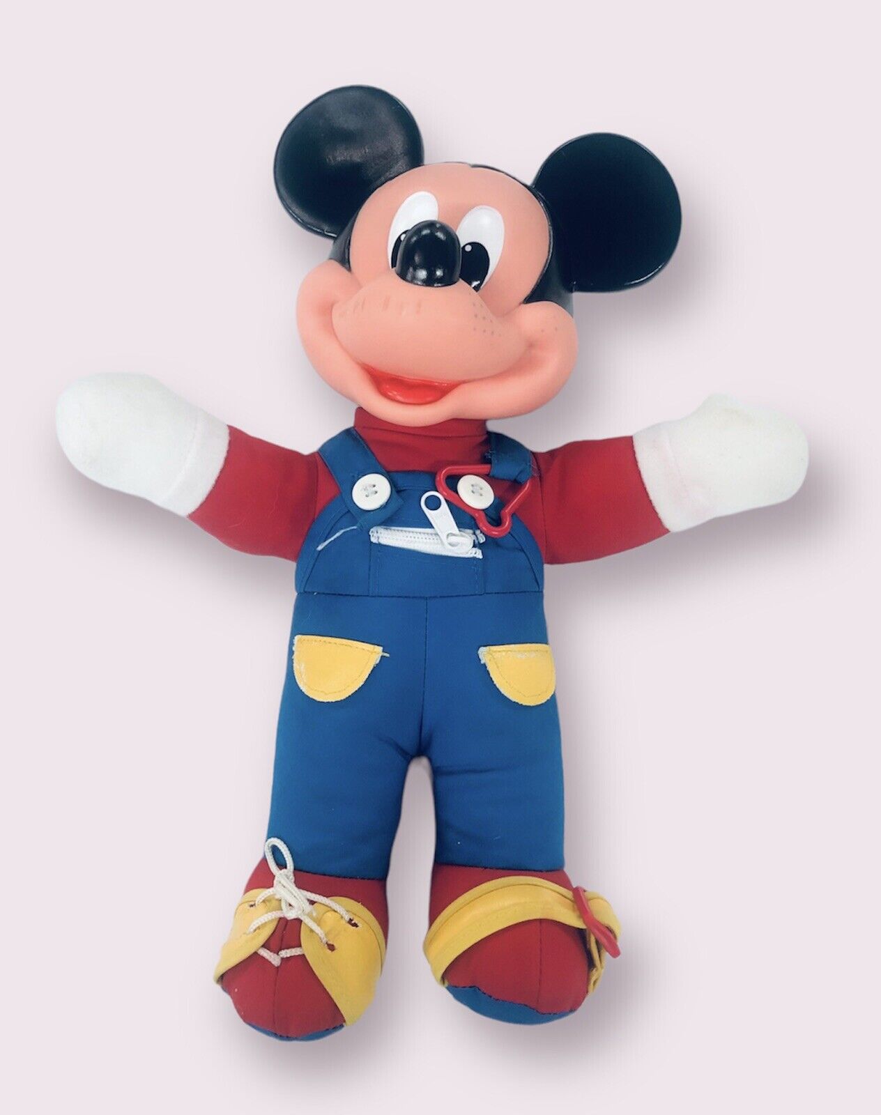 Mattel Mickey Mouse PA-60 Doll Posable 15” Stand Plush Vintage Disney Plush.