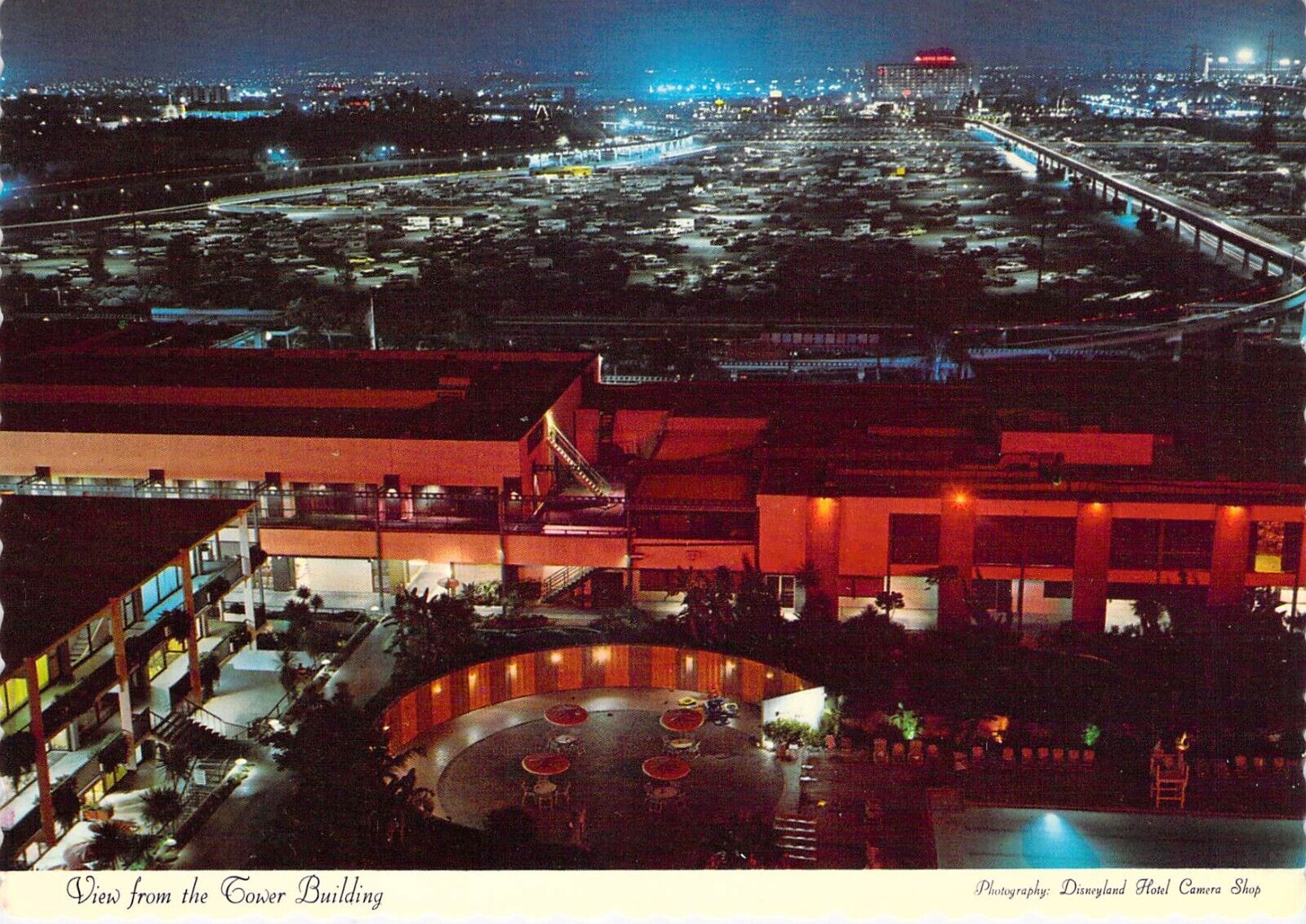 1970 CA Disneyland Hotel Aerial View @ Night 68414-c 4x6 postcard CT29