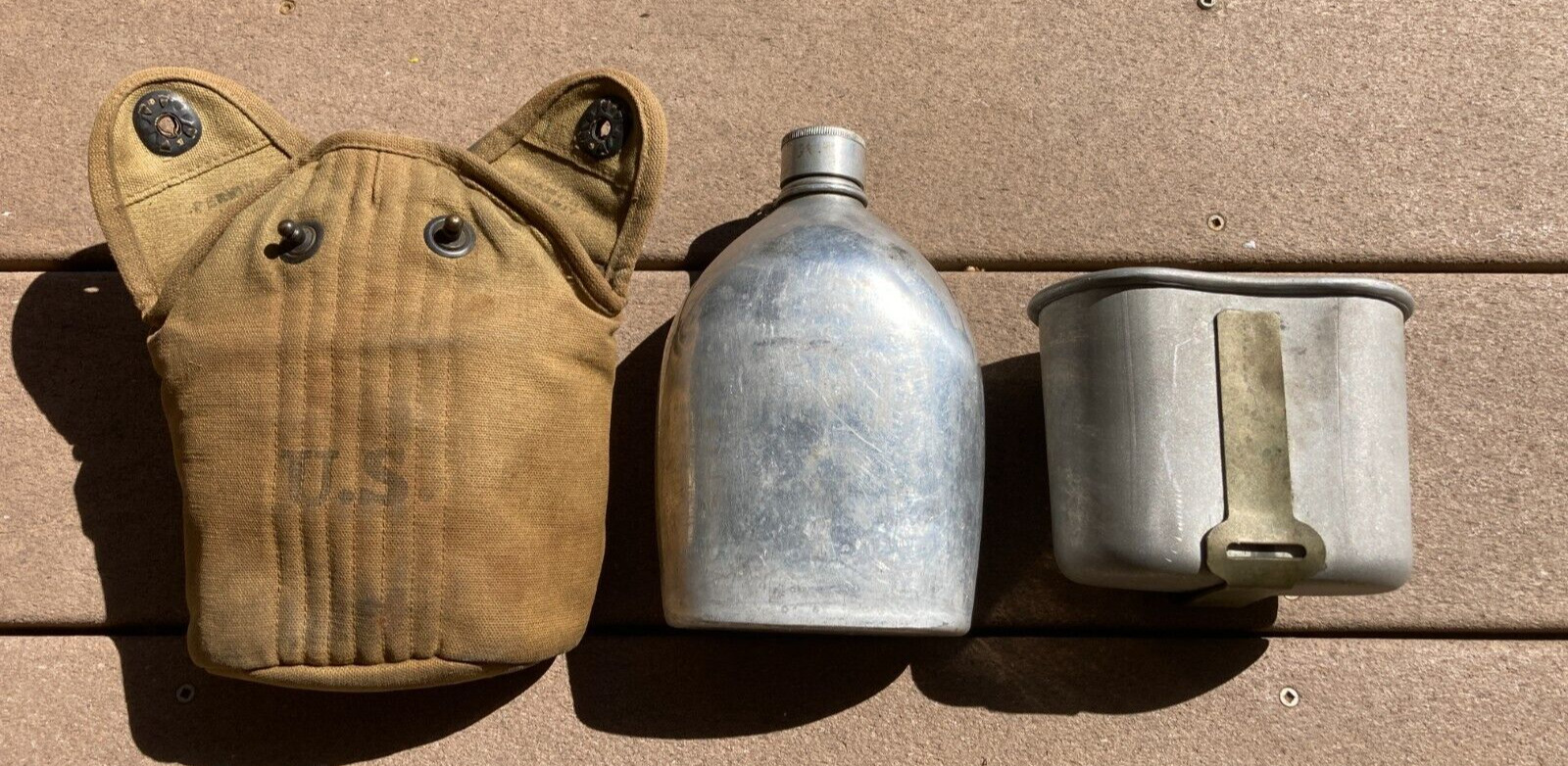 WW1 M1910 US ARMY MILITARY SPUN Canteen + Cup + Cover FIELD GEAR