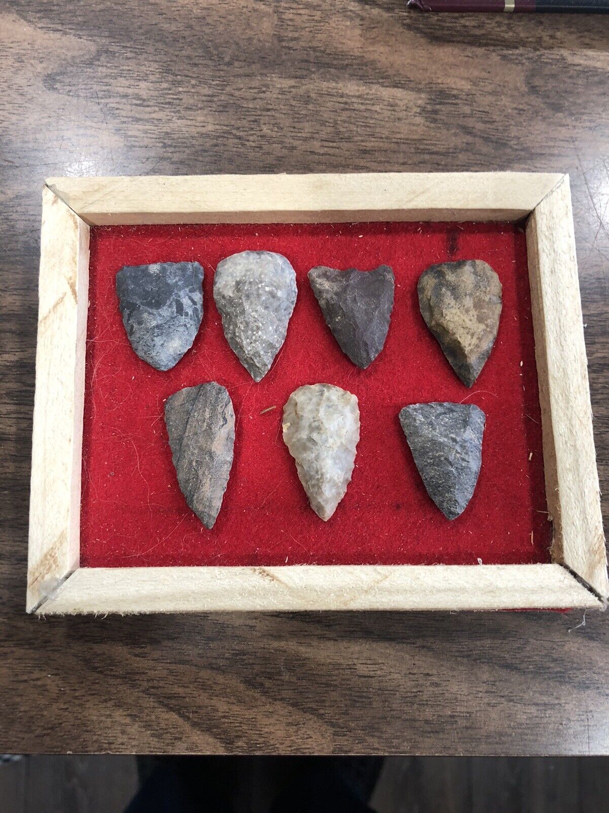 7 - Native American Arrow Heads Point On A Display