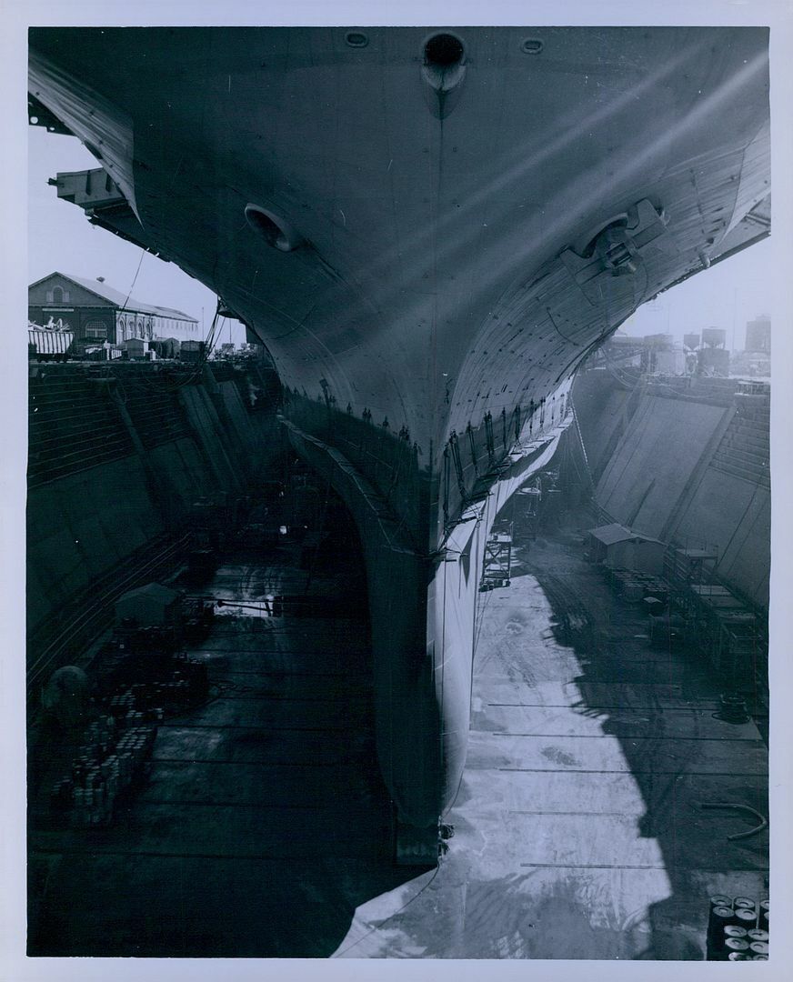 1967 USS HANCOCK in Drydock Hunters Point Press Photo