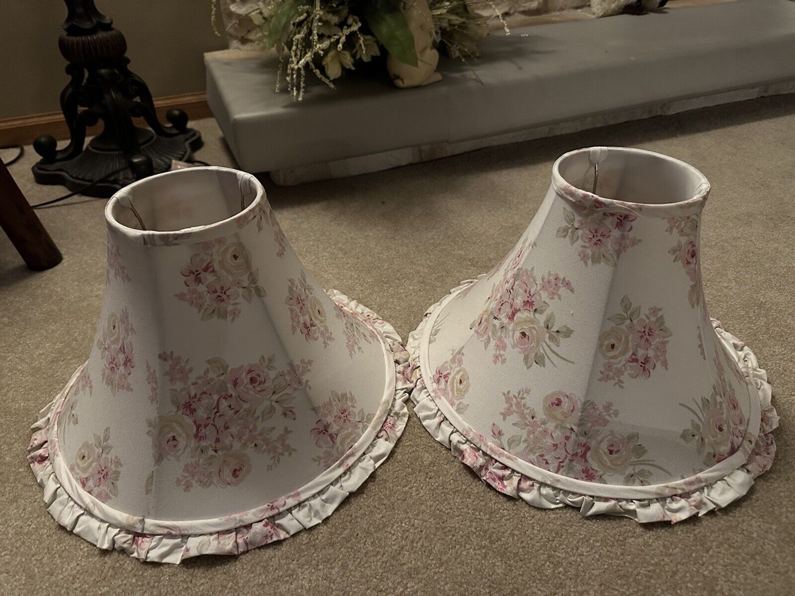 Pair Of Rachel Ashwell Simply Shabby Chic Pink Rose Floral Lamp Shades
