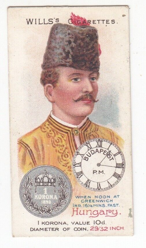 1908 Trade Card of TIME & MONEY Card in HUNGARY Austro-Hungarian Korona