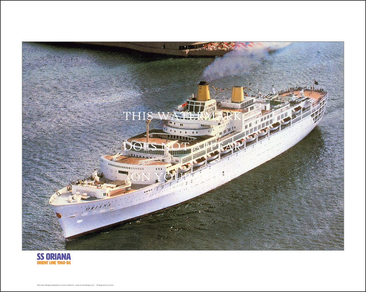 SS Oriana Orient Line Ship Art Print – 1960-86 Aerial View – 20\