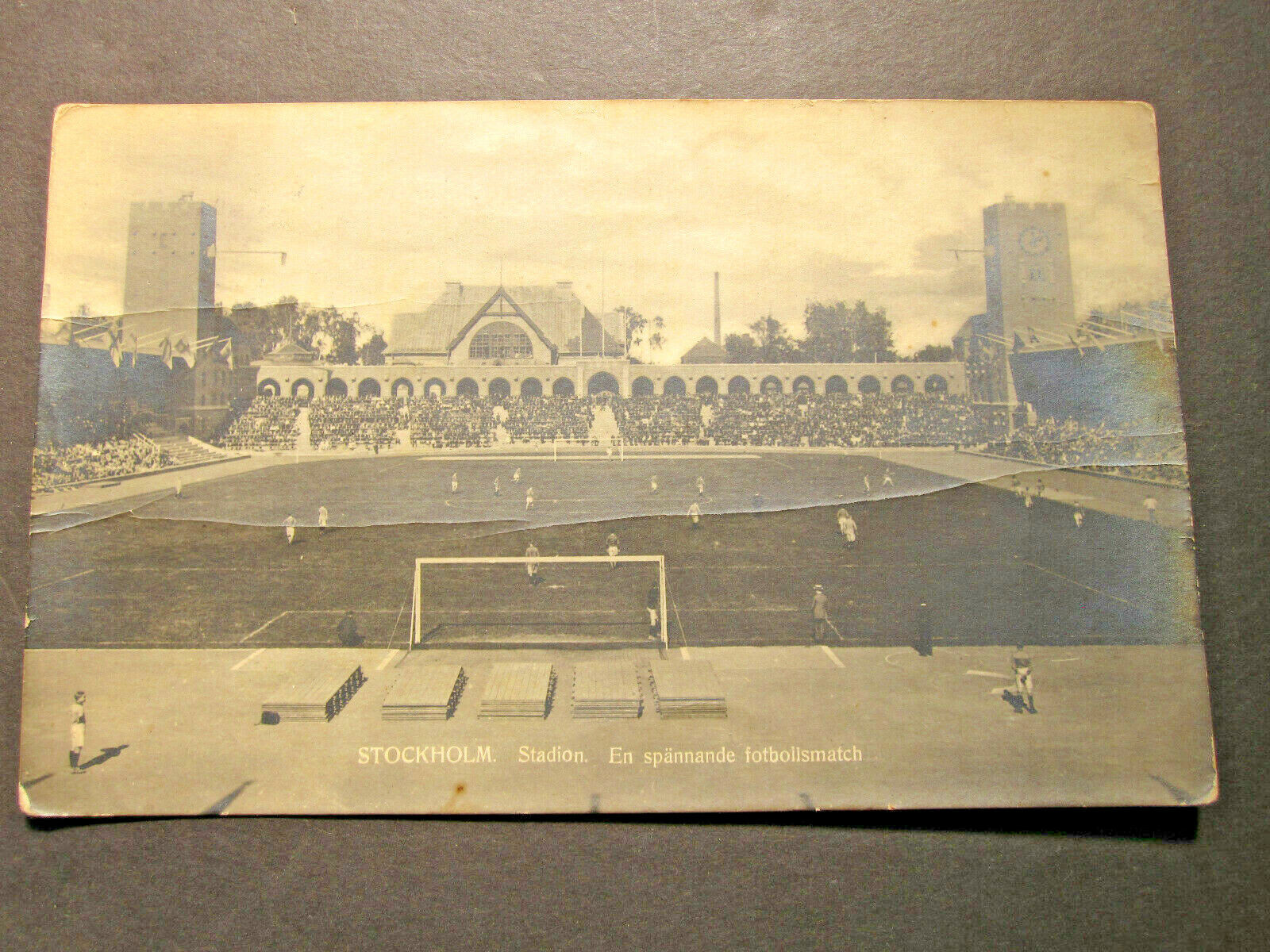 1920\'s Stockholm SWEDEN Football Soccer Athletic stadium players RPPC Postcard