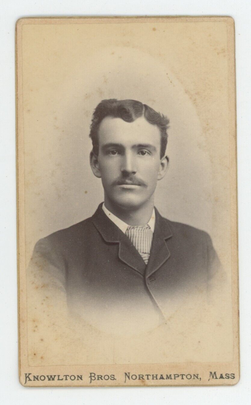 Antique CDV Circa 1870s Handsome Man With Mustache Knowlton Bros. Northampton MA