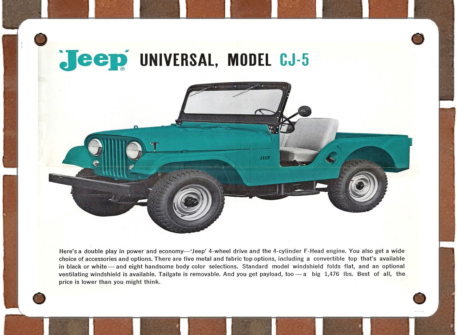 METAL SIGN - 1961 Willys Jeeps Universal CJ5 - 10x14 Inches 2