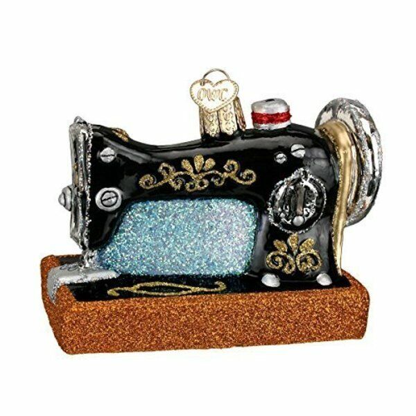 Old World Christmas Glass Blown Ornament, Sewing Machine (With OWC Gift Box)