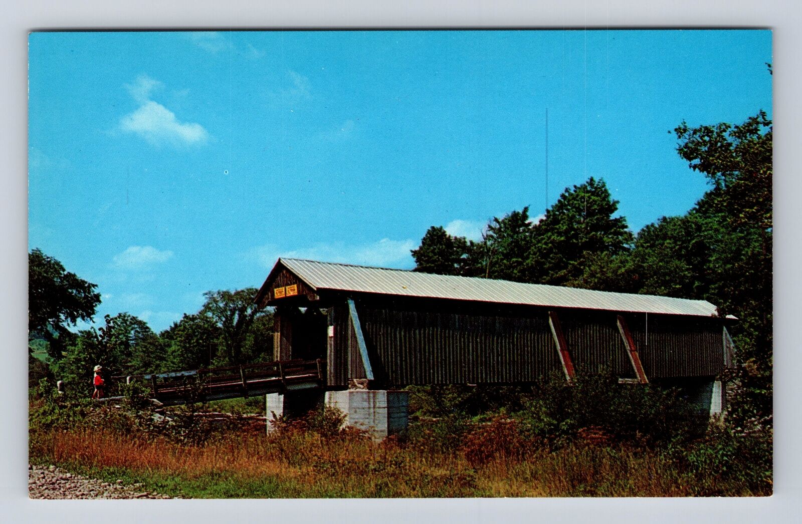 Livingston Manor NY-New York, Covered Bridge Over Willowemoc Vintage Postcard