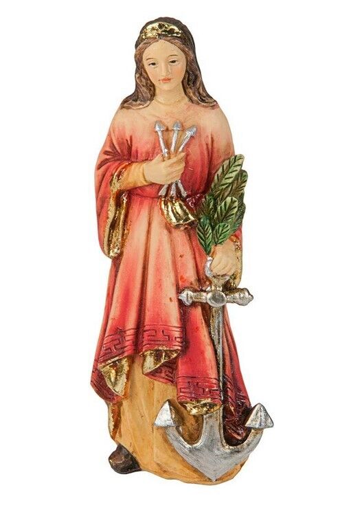 Statue St Philomena Catholic Figurine 4 Inch w Holy Card SALE * AS IS*
