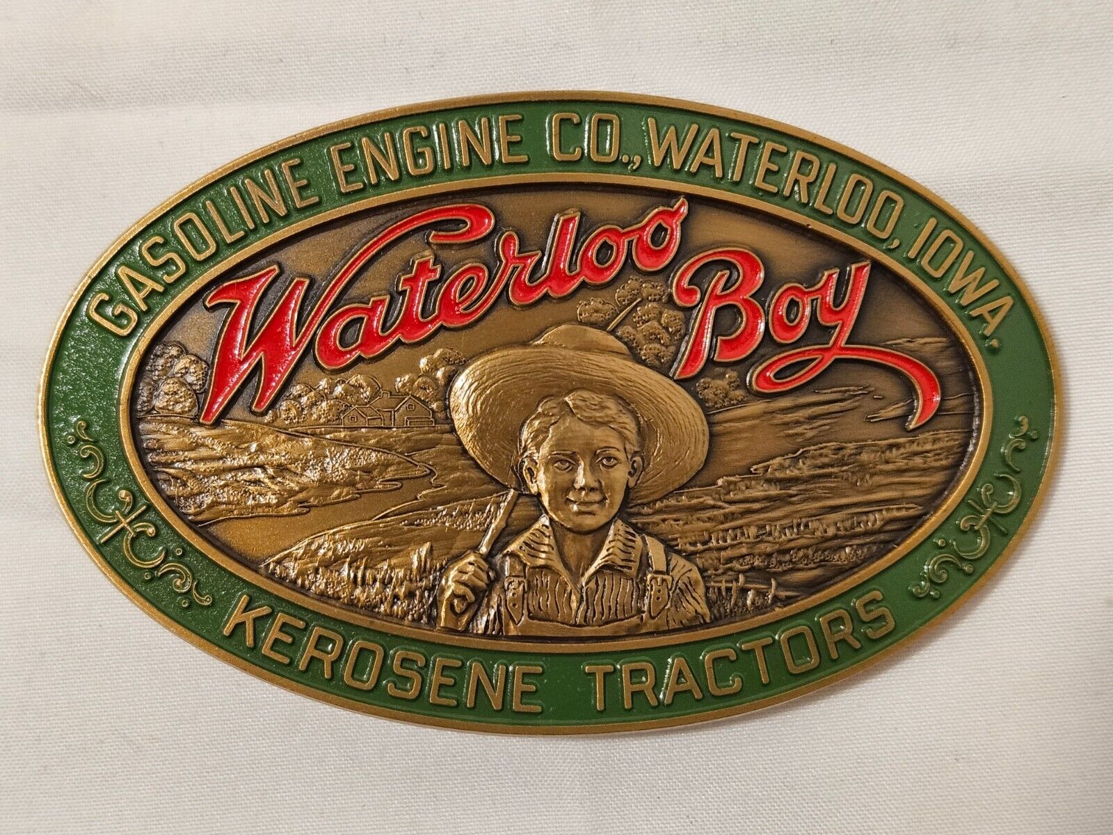 JOHN DEERE 1990 WATERLOO GASOLINE ENGINE CO WATERLOO BOY TRACTOR BELT BUCKLE