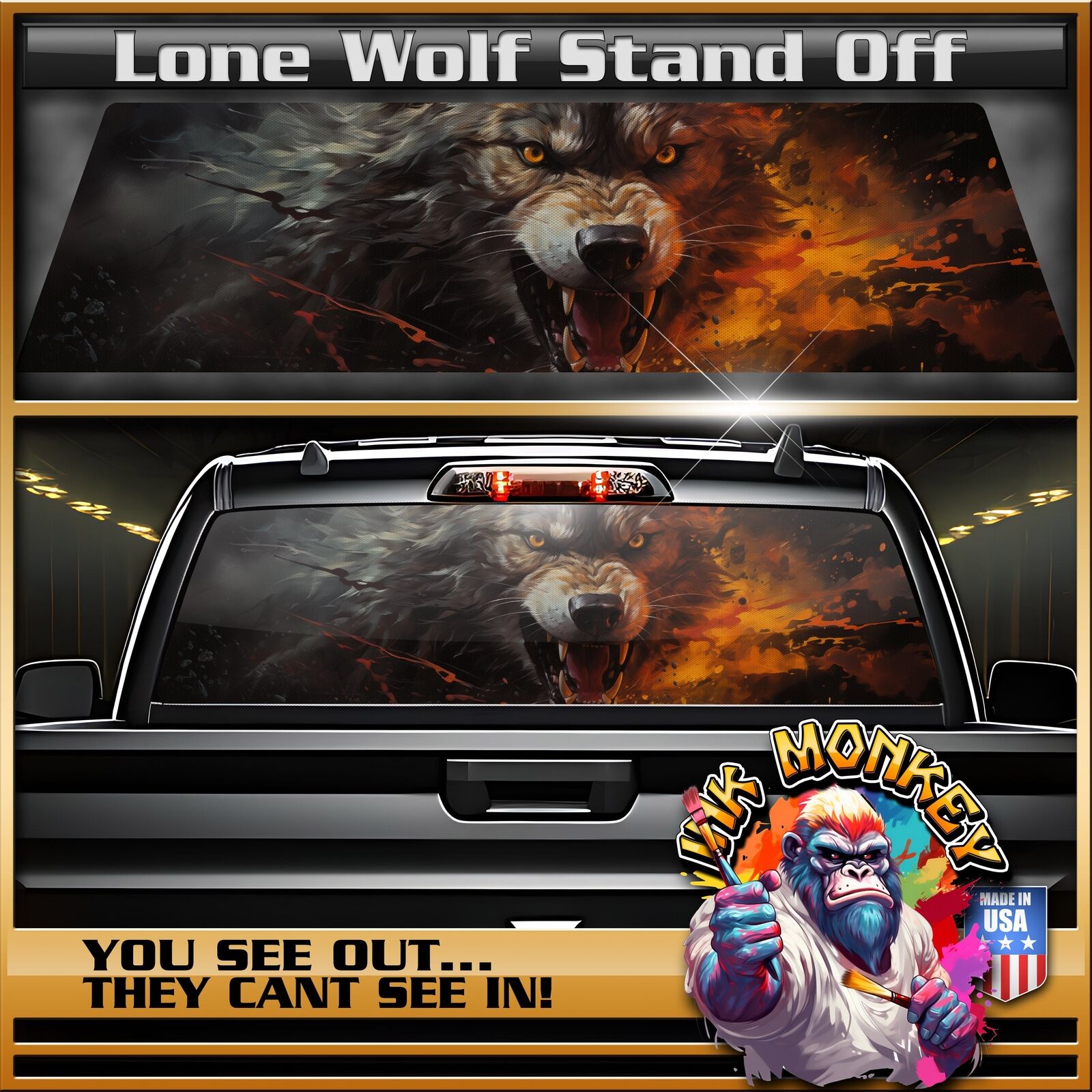 Lone Wolf Standoff - Truck Back Window Graphics - Customizable