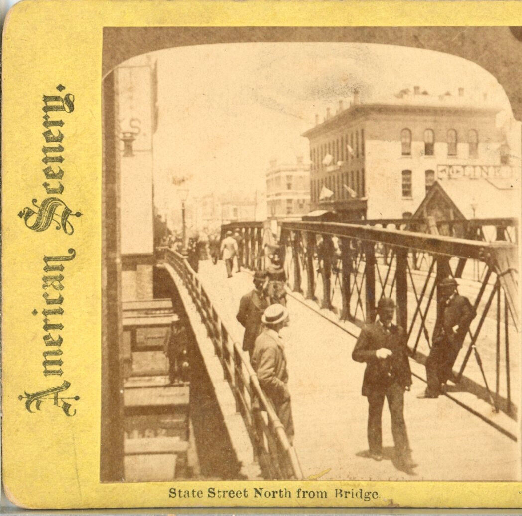 CHICAGO, State Street North From Bridge, c.1880s--Am. Scenery Stereoview V19