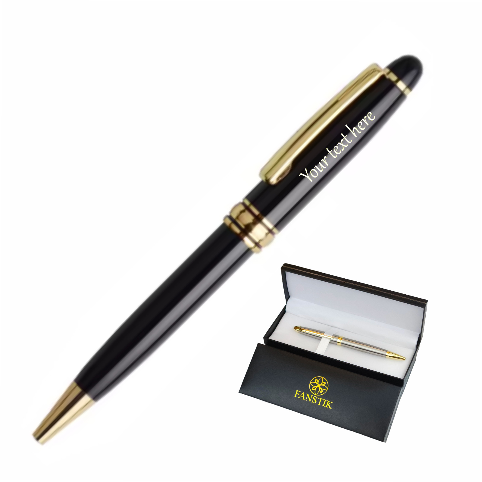 Personalized Pen, Elegant Engraved Pen. Luxury Customized Ballpoint Pen (B&Gold)