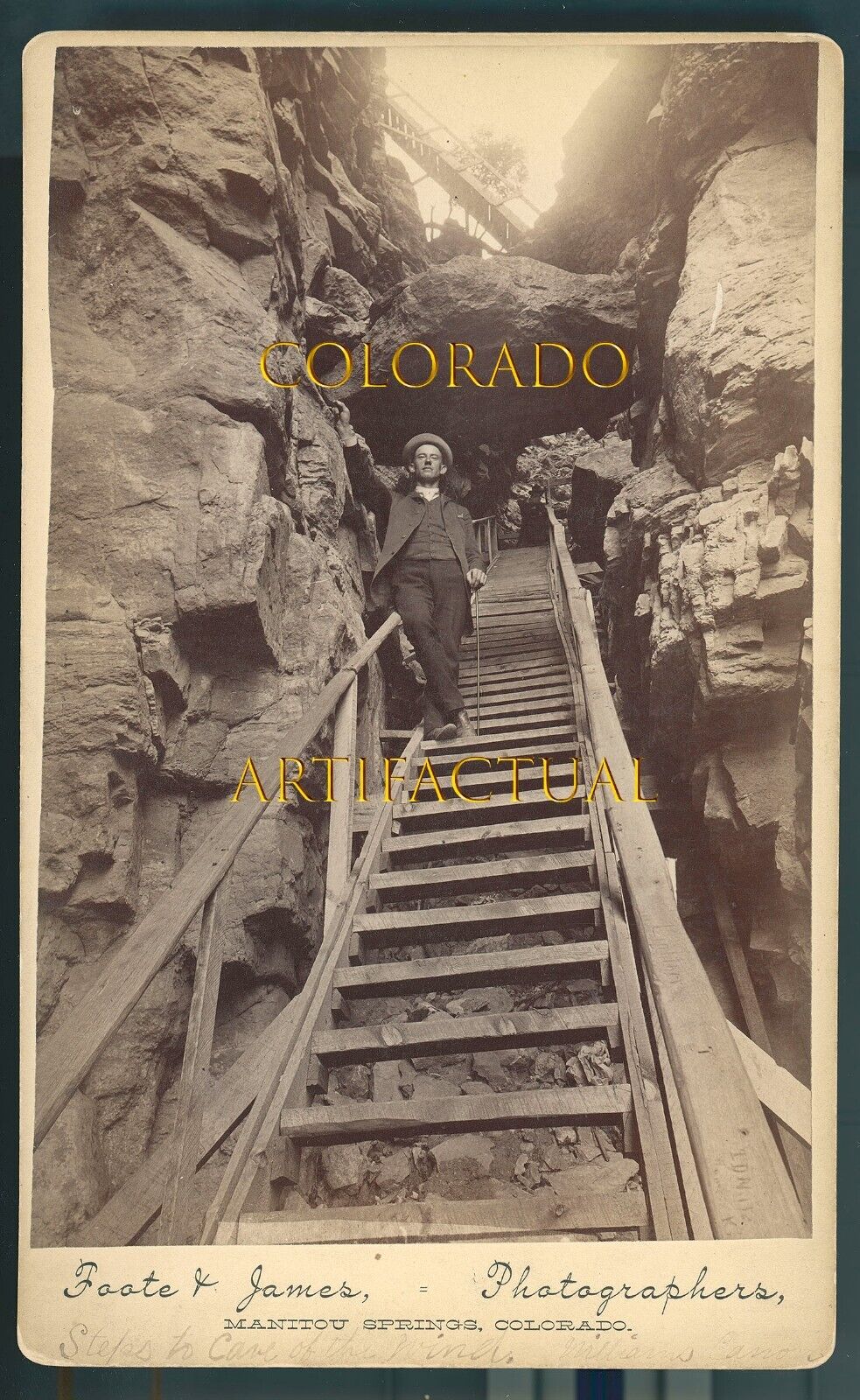 CAVE OF THE WINDS COLORADO stairway to entrance #170 Foote & James photo 1890
