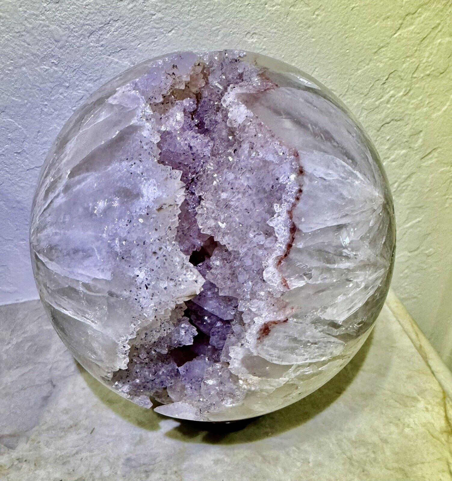 Large, Gorgeous, Rare Quartz Sphere With Open Crystal Fissure