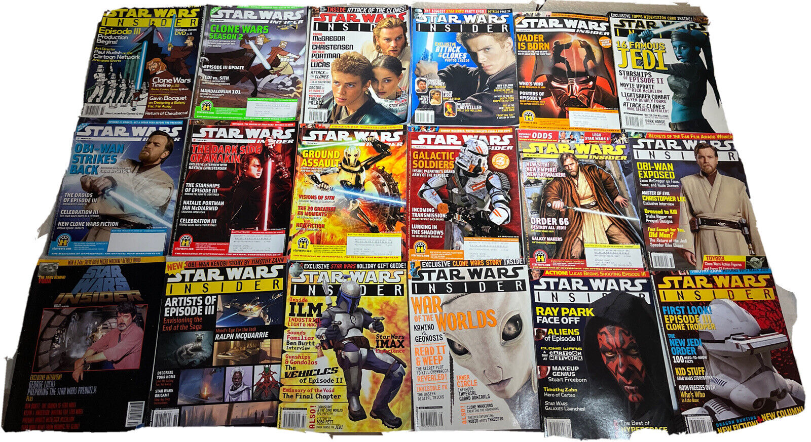 Lot of 18 Star Wars Insider Magazines (movies: Phantom, CloneW, Revenge OTS)
