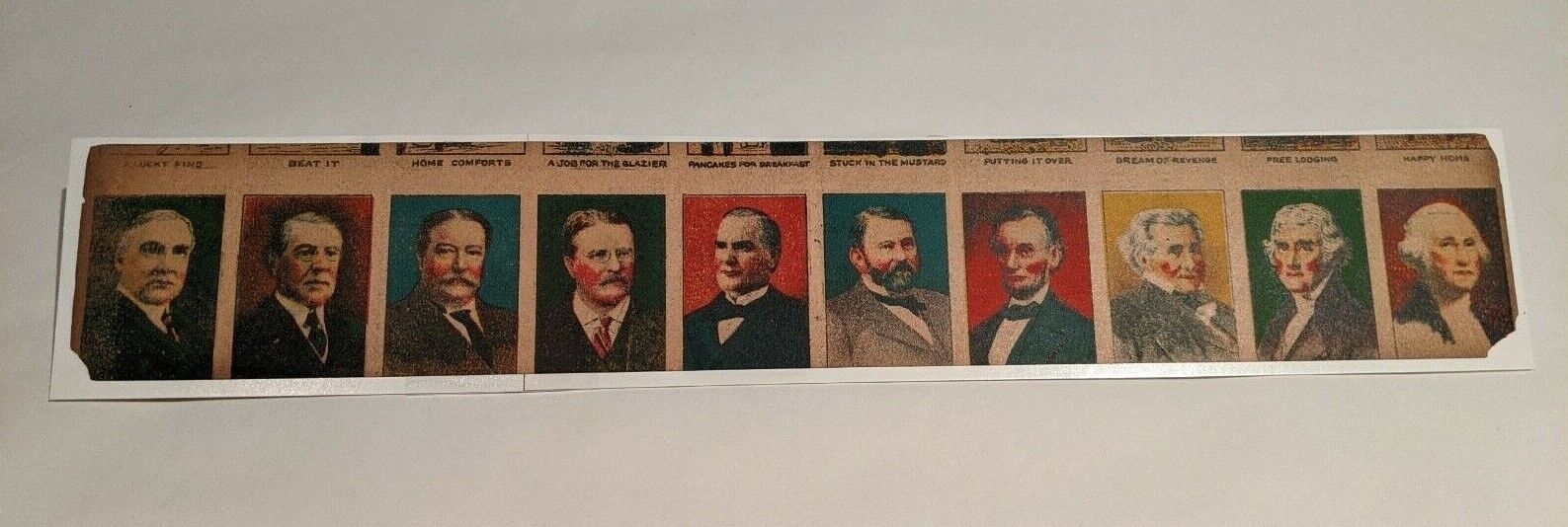 1921 W-563 PRESIDENTIAL STRIP TEN UNCUT CARDS W/ LINCOLN, GRANT, ROOSEVELT (C)