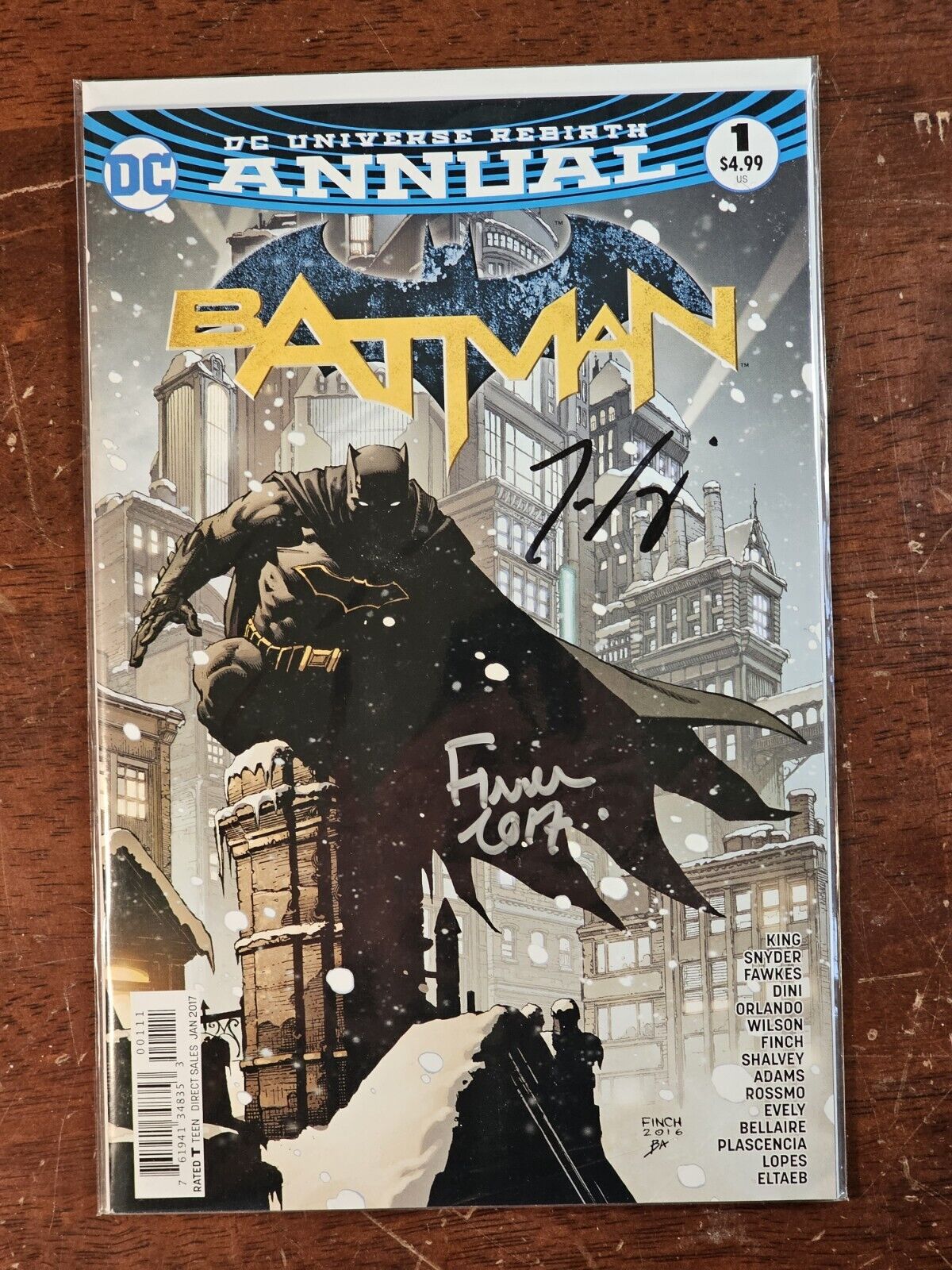 DC Rebirth Batman Annual #1 Signed by David Finch and Tom King no COA