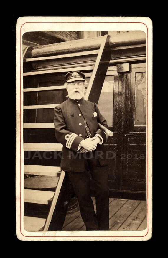 Antique CDV Photo - A Captain on Deck of Ship 19th Century