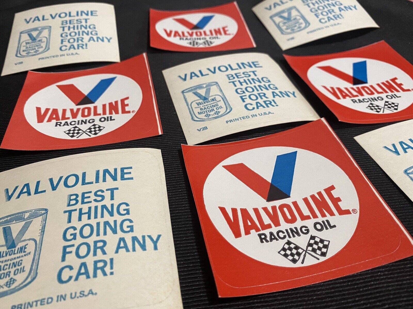 15 NOS vtg 1970’s valvoline racing oil stickers v28 3x3 Motor Oil Stickers